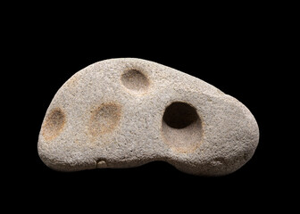 Hag Stone macro shot on black background (diameter is about 12 cm)