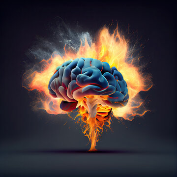 Concept art of a human brain exploding with knowledge and creativity. generative ai
