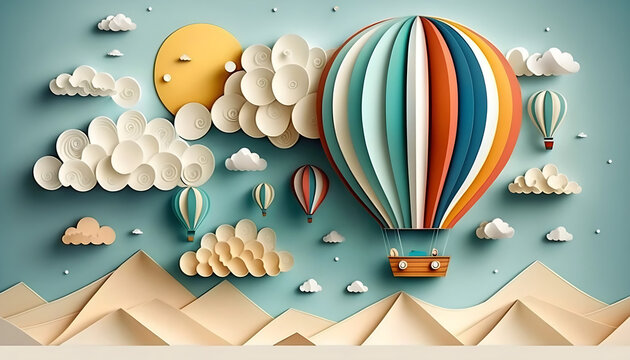 Sfondo mongolfiera per bambini. Ai generated.
