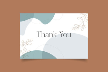 thank you card template design with abstract hand drawn minimalist background