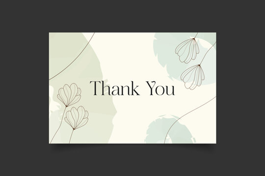 thank you card template design with abstract hand drawn minimalist background