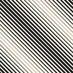 Halftone seamless pattern. Vector geometric half-tone background with diagonal straight thin and thick lines. Black and white striped texture. Gradient transition effect. Trendy abstract geo design