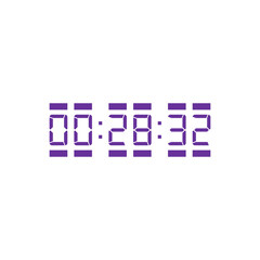 LED digital clock number isolated. Electronic figures for counter or calculator mockup interface design.