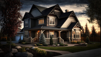 Fototapeta na wymiar Modern house exterior render