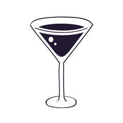 Martini glass, vermouth wine cocktail vector icon.