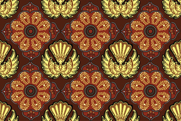 Indonesian Javanese Gurda batik motifs with various patterns of development, both color variations and elements, are exclusive. vector EPS 10