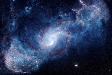 Fototapeta na wymiar View from space to a spiral galaxy and stars. Universe filled with stars, nebula and galaxy,. Elements of this image furnished by NASA. Generative AI