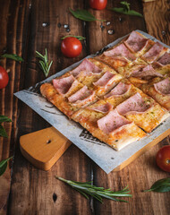 Photographs of Italian pizzas in a typical Italian restaurant.