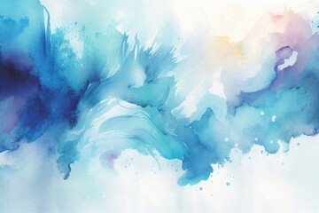 Blue Watercolor Background, Brush Strokes, Generative AI