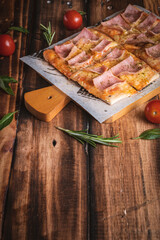 Photographs of Italian pizzas in a typical Italian restaurant.