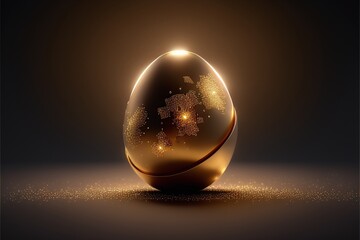 Shiny Golden Egg with Lots of Crystalline Effects around it Generated by AI