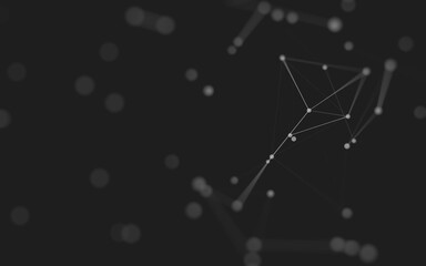 Abstract background. Molecules technology with polygonal shapes, connecting dots and lines. Connection structure. Big data visualization.