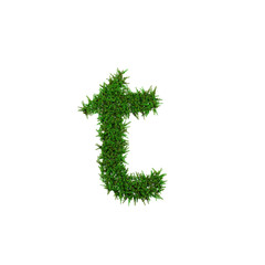 Upper letters of green grass alphabet isolated on white background. 3d illustration