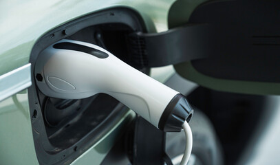 Close up Electric car , EV charging 