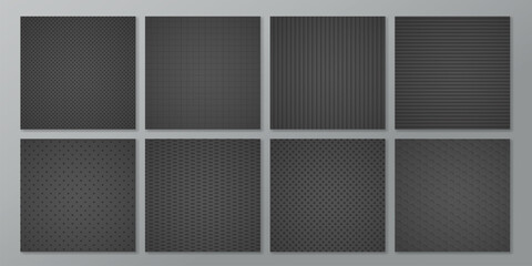 Abstract texture vector set. Black square pattern,  background template, surface with dots and lines