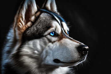 a closeup of a husky. portrait. Generative AI