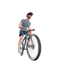 Fototapeta na wymiar Athlete man cyclists with bicycle 3d render