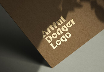 Logo Mockup Gold Hot Foil Paper Textrure Template Effect