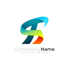 Letter T and S logo design combination, 3d style icons
