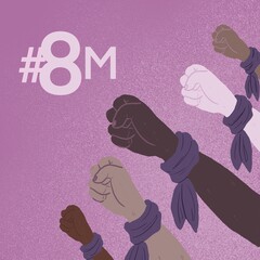 Manos en muestra de lucha realizada en la aplicación digital Procreate.