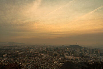 Sunset at Inwangsan Mountain in Seoul, South Korea