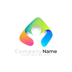 People care logo and children design community, colorful style