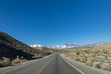 Road thru snow covered Spring Mountain National Recreation Area, Nevada