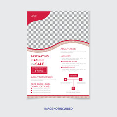 vector red real estate flyer template for business