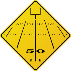 American Football Field Road Sign Illustration