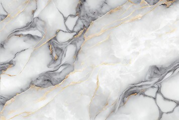 White marble with gold and grey veins surface abstract background. Decorative acrylic paint pouring rock marble texture. Horizontal natural grey and gold abstract pattern. - 574484251