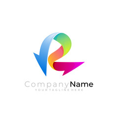 Letter R logo and arrow design vector, company logos
