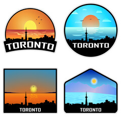 Toronto Canada Skyline Silhouette Retro Vintage Sunset Toronto Lover Travel Souvenir Sticker Vector Illustration SVG EPS AI