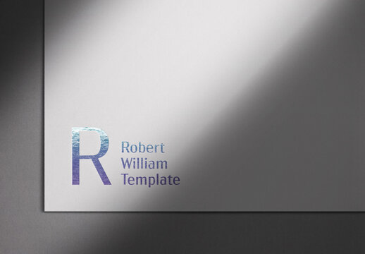 Logo Mockup Holographic Hot Foil Paper Textrure Template Effect