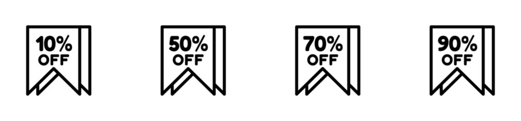 icon discount 10%, 50%, 70% 90%, Ecommerce. editable file. vector illustration