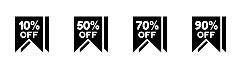 icon discount 10%, 50%, 70% 90%, Ecommerce. editable file. vector illustration