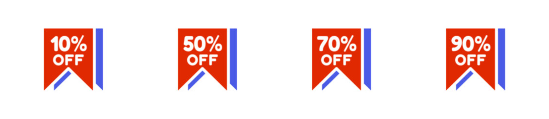 icon discount 10%, 50%, 70% 90%, Ecommerce. editable file. vector illustration