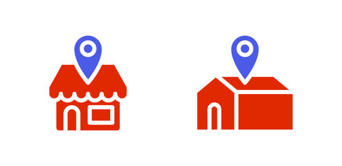 flat icon, location pin, store address, home address, Ecommerce. editable file. vector illustration