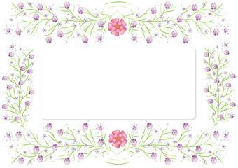 Pink floral frame, blank frame with place for text.