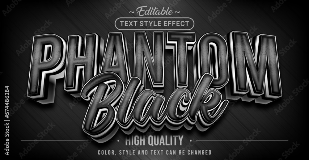 Aufkleber Editable text style effect - Phantom Black text style theme.