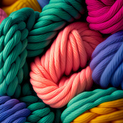 colorful drawn balls of yarn for knitting, generative ai