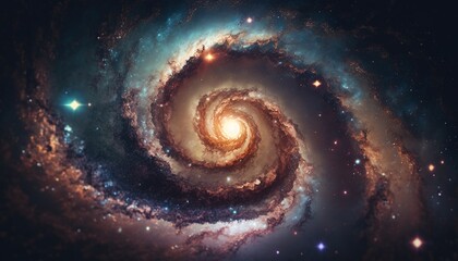 Galaxy and All Its Colorful Details Seen from a Spherical Point of View Generated by AI