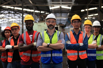 engineer team standing at industry