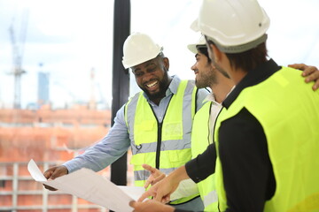 engineer team standing at industry