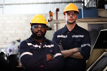 engineer team standing at industry