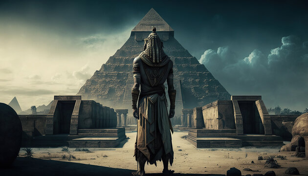 Ancient Egyptian Pyramids and Egyptian Culture with Statues and Mystery made by Generative AI