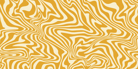 Retro groovy background. Wavy vintage psychedelic wallpaper. Trippy pattern, cover, poster in 60s or 70s style. Liquid hippie texture. Vector