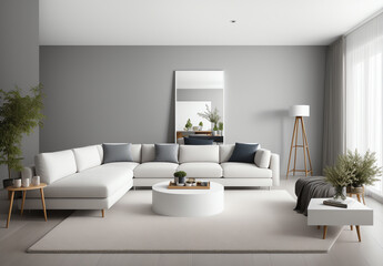 Naklejka na ściany i meble Chic and Plush: An Elegant and Comfortable Living Room Design