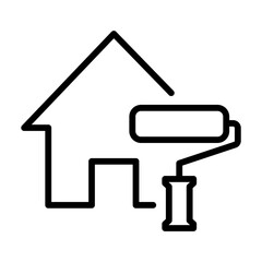 Icono de pintar casa. Rodillo de pintura. Ilustración vectorial