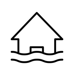 Icono de inundación. Casa inundada. Concepto de desastre natural. Ilustración vectorial