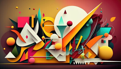 A striking and modern pop art-style wallpaper with amazing, colorful and abstract shapes in 2D
